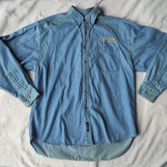 Port Authority Other - VTG Big Sur International Marathon Mens L Denim Shirt Button Down Embroidered